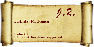 Jakab Radomér névjegykártya